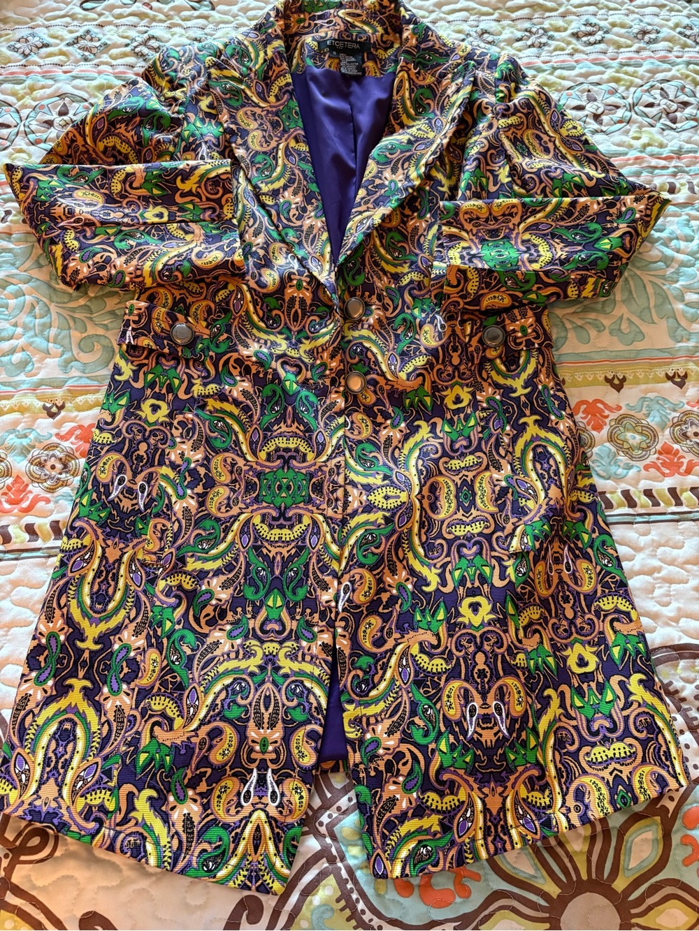 Etcetera Paisley Blazer in Green, Purple & Gold Size 8